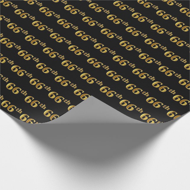 Papier Cadeau Black, Faux Gold 66e (Soixante-sixième) (Coin)