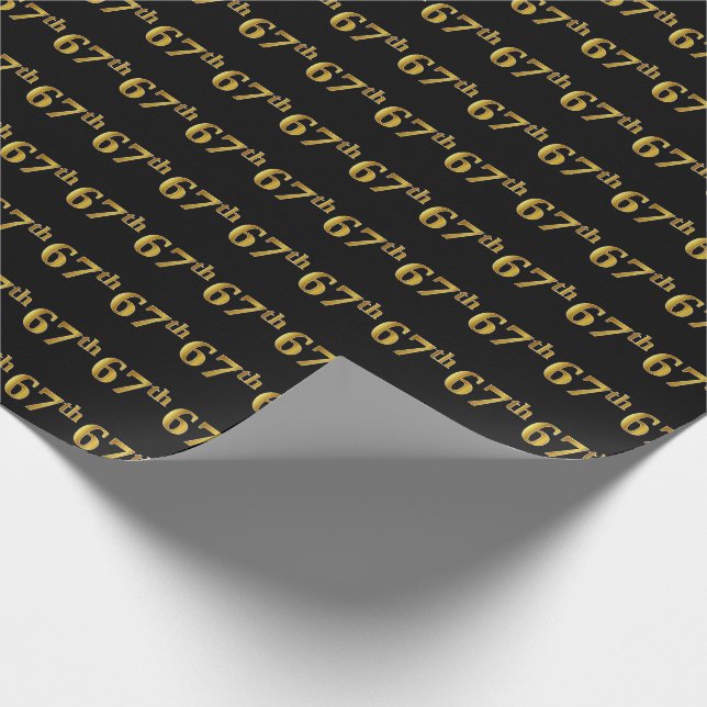Papier Cadeau Black, Faux Gold 67e (Soixante-septième) (Coin)