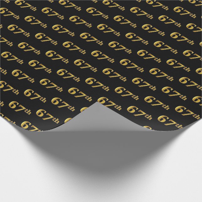 Papier Cadeau Black, Faux Gold 67e (Soixante-septième) (Coin)