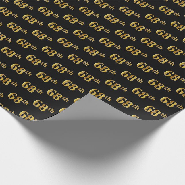 Papier Cadeau Black, Faux Gold 68e (Soixante-huitième) (Coin)