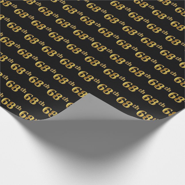 Papier Cadeau Black, Faux Gold 68e (Soixante-huitième) (Coin)
