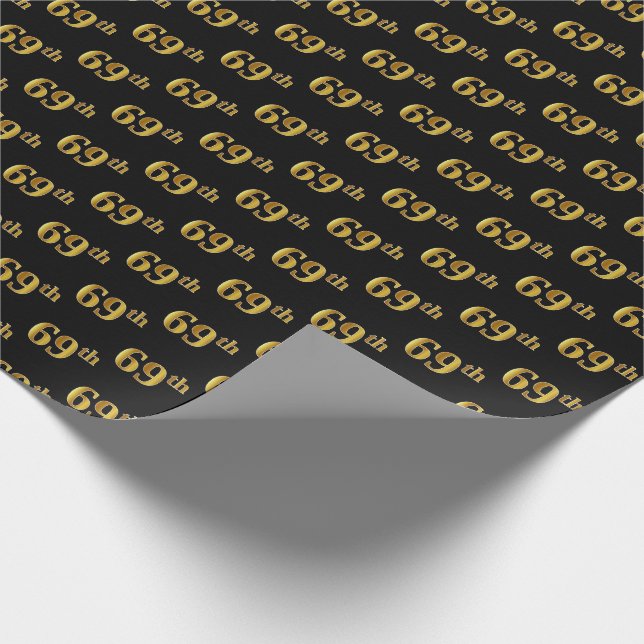 Papier Cadeau Black, Faux Gold 69e (Soixante-neuvième) (Coin)