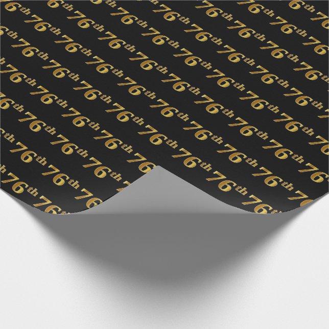 Papier Cadeau Black, Faux Gold 76e (Soixante-seizième) (Coin)