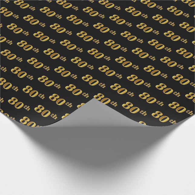 Papier Cadeau Black, Faux Gold 80e (Huitième) (Coin)