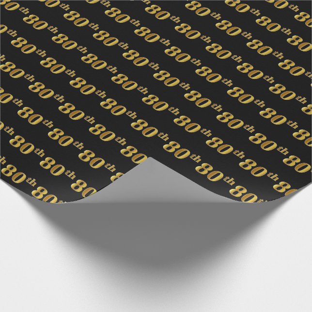 Papier Cadeau Black, Faux Gold 80e (Huitième) (Coin)