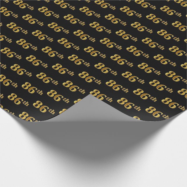 Papier Cadeau Black, Faux Gold 86e (Quatre-vingt-sixième) (Coin)
