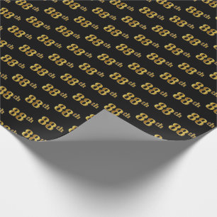 Papier Cadeau Black, Faux Gold 88e (Quatre-vingt-huitième)