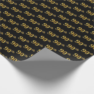 Papier Cadeau Black, Faux Gold 90e (Ninetieth)