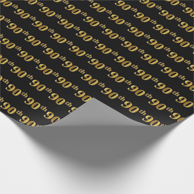 Papier Cadeau Black, Faux Gold 90e (Ninetieth) (Coin)