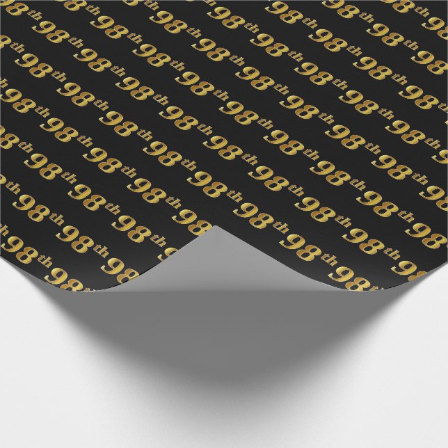 Papier Cadeau Black, Faux Gold 98e (Quatre-vingt-dix-huitième) (Coin)