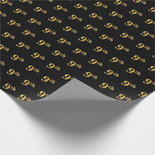Papier Cadeau Black, Faux Gold 9e (Neuvième) (Coin)