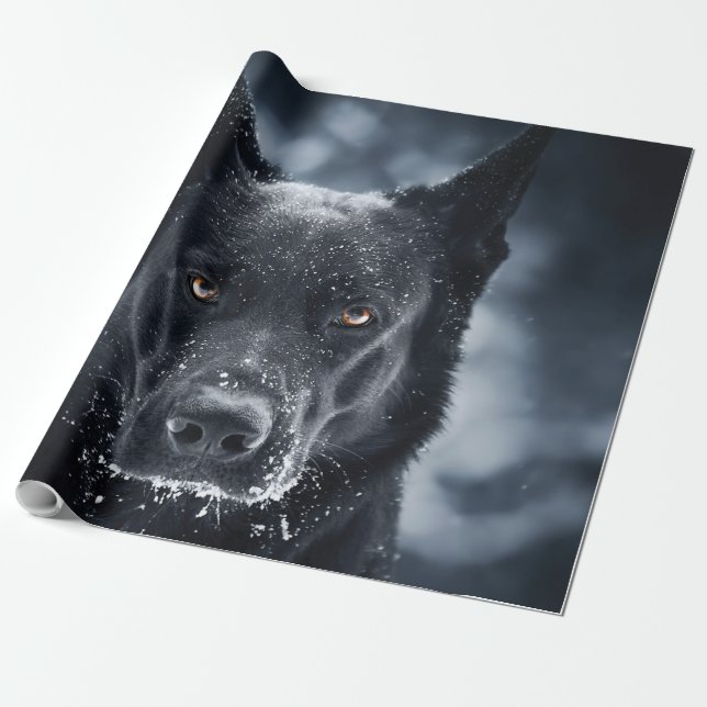 Papier Cadeau Black German Shepherd (Déroulé)
