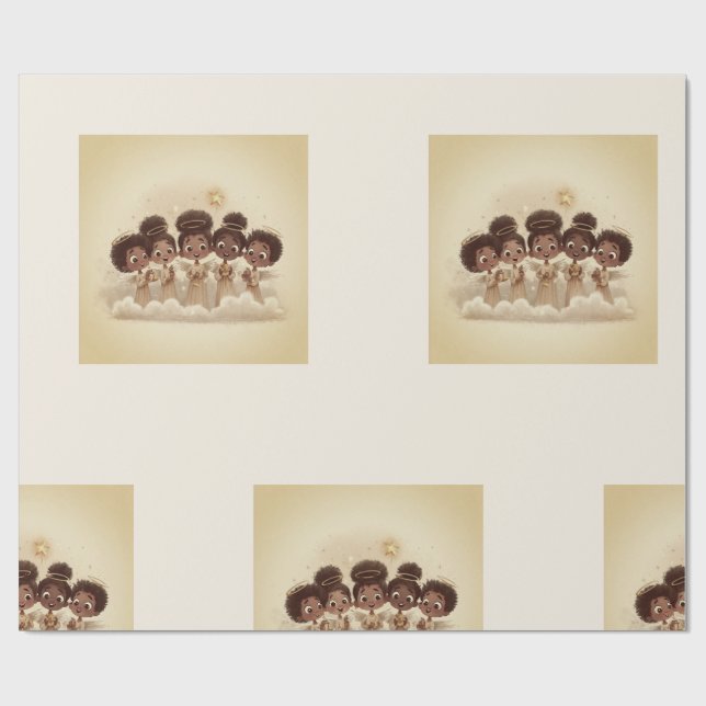 Papier Cadeau Black Girl Angel Christmas Choir Wrapping Paper 2 (Plat)