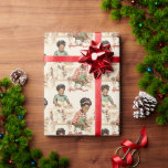 Papier Cadeau Black Girls Baking Christmas Cookies Vintages<br><div class="desc">Cette image est une carte de Noël vintage avec deux jeunes filles noires dans la cuisine de la pâtisserie de Noël. Image vintage d'une tradition familiale Baking Cookies. Un Noël Vintage de deux filles qui font des biscuits. Noël, Noël de la famille noire, fille noire, cuisine, cuisine, biscuits, Noël noir,...</div>