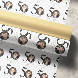 Papier Cadeau Black Glitter 50 & Fabulous Photo