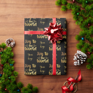 Papier Cadeau Black Gold Joy to the World Retail Custom Logo