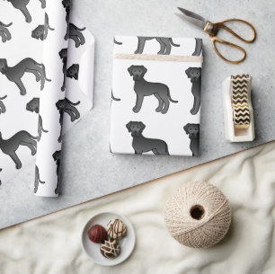 Papier Cadeau Black Great Dane mignon Motif de dessin de chien