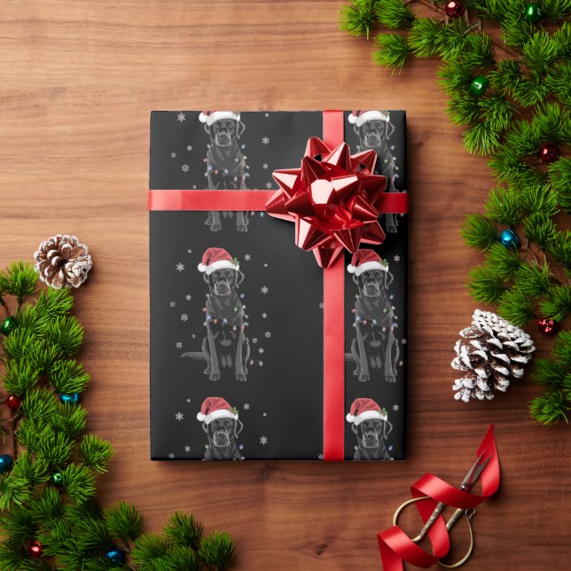 Papier Cadeau Black Lab Labrador Christmas Tree Light Pyjama Chi (Cadeau de vacances)