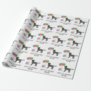 Papier Cadeau Black Labrador Retriever Dessin Chien - Anniversai