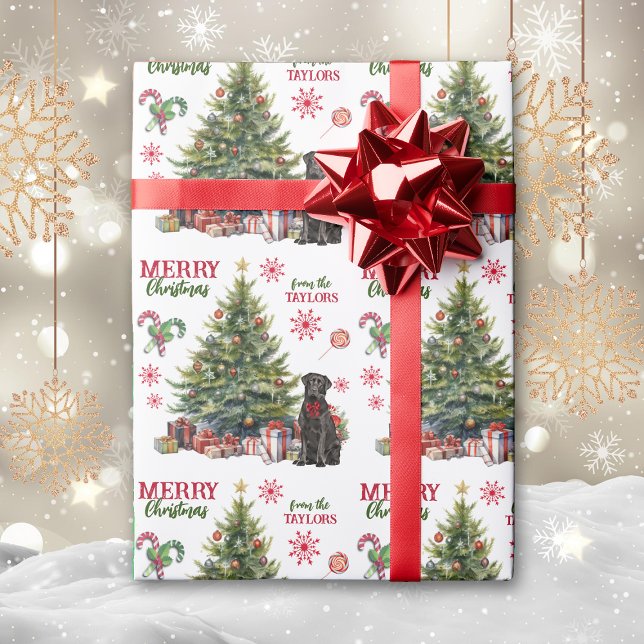 Papier Cadeau Black Labrador Retriever Dog Holiday Tree (Créateur téléchargé)