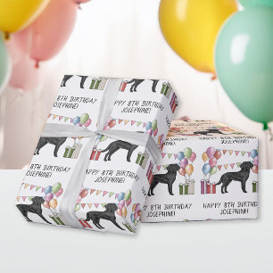 Papier Cadeau Black Labrador Retriever Lab Chien coloré Annivers