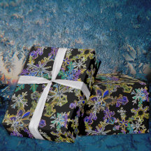 Black Light Neon Noël Snowflake Motif