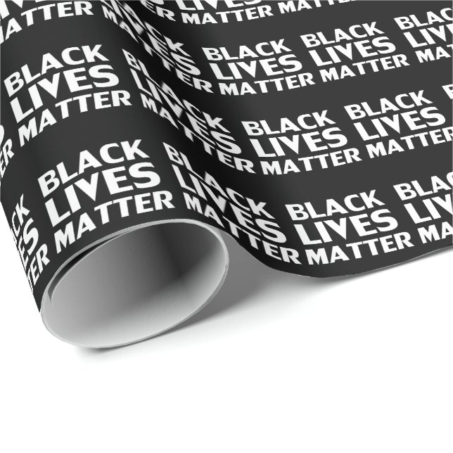 Papier Cadeau Black Lives Matt noir blanc typographie motif (Coin rond)
