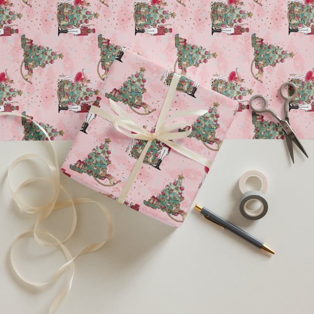 Papier Cadeau Black Nutcracker Ballerina Pink Holiday Papier (Créateur téléchargé)