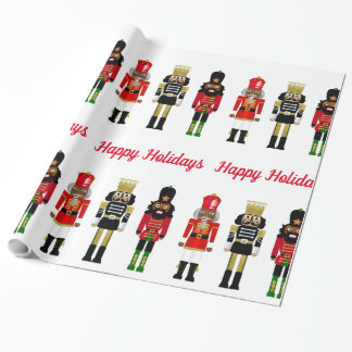 Papier Cadeau Black Nutcracker Happy Holidays Wrapper Paper