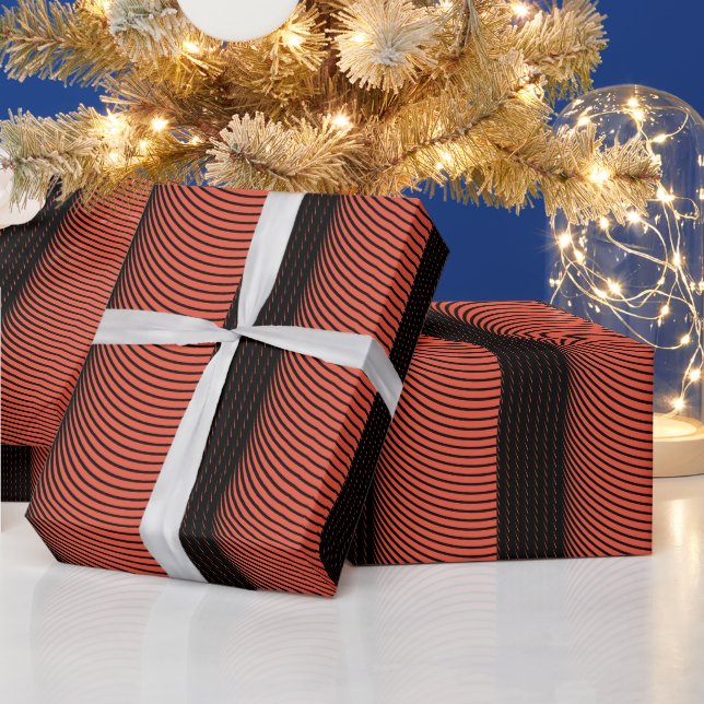 Papier Cadeau Black Orange rayures Halloween Thanksgiving Fall (Vacances)
