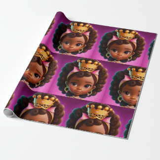 Papier Cadeau Black Princess, Black Girl Baby Girl ,Royalty