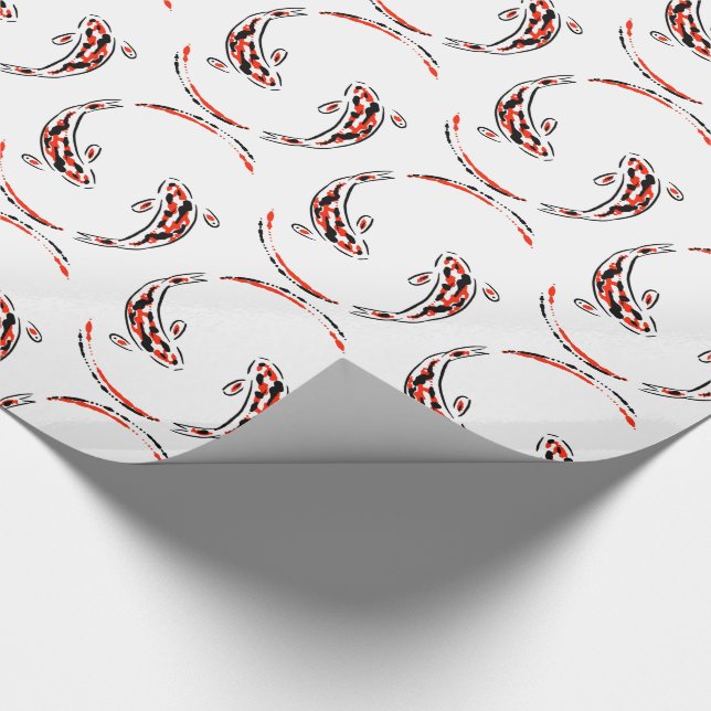 Papier Cadeau Black & Red Japanese Koi Fish Artistic (Coin)