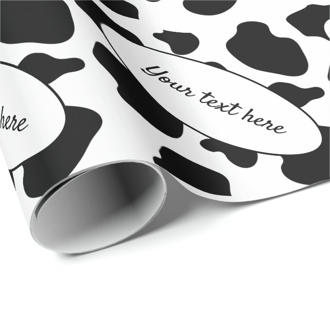 Papier Cadeau Black vache taches motif poster de animal personna (Coin rond)