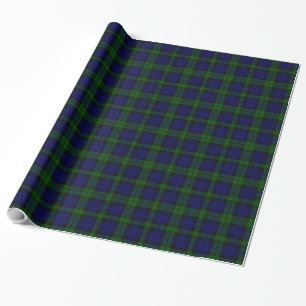 Papier Cadeau Black Watch Tartan bleu vert Plaid