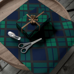 Papier Cadeau Black Watch Tartan Plaid Classic Blue Green