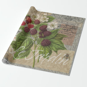 Papier Cadeau Blackberries Floral Garden Flower Papillon Art