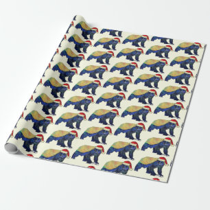 Papier Cadeau Blaireau de Noël psychédélique badass
