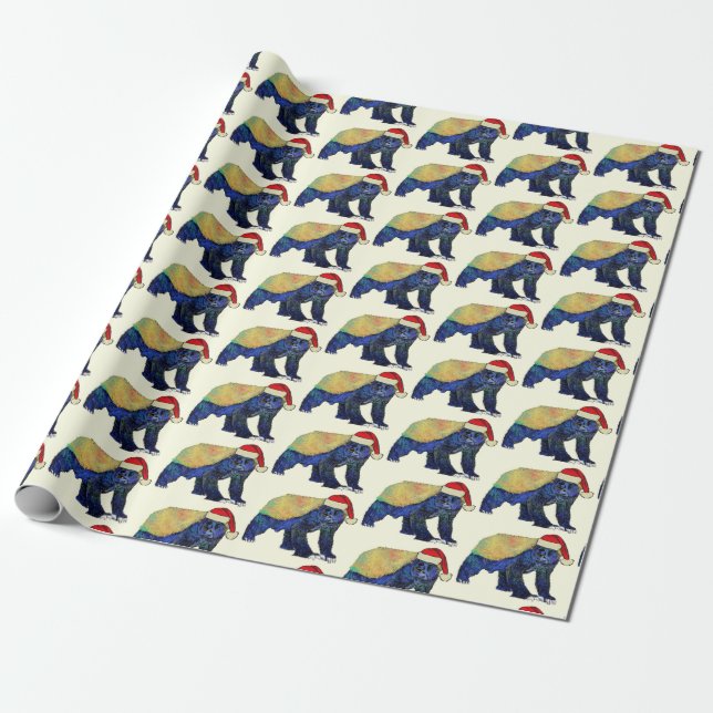 Papier Cadeau Blaireau de Noël psychédélique badass (Déroulé)