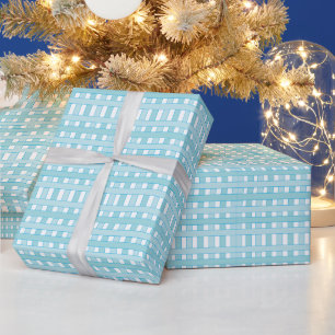 Papier Cadeau Blanc bleu À damiers Motif