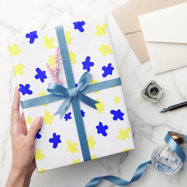 Papier Cadeau Blanc bleu Abstrait (Cadeaux)