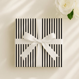 Papier Cadeau Blanc cassé, gris foncé élégant rayé