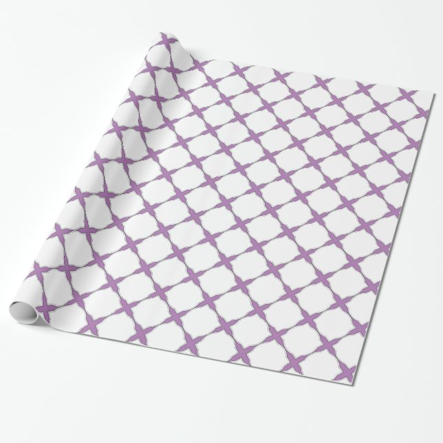 Papier Cadeau Blanc croisé chic minable moderne de lavande de (Déroulé)