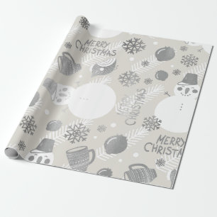 Papier Cadeau Blanc d'argent de tasse de Coffe de bonhomme de