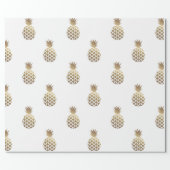 Papier Cadeau Blanc de papier d'emballage de motif d'ananas d'or (Plat)