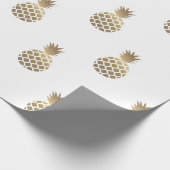Papier Cadeau Blanc de papier d'emballage de motif d'ananas d'or (Coin)