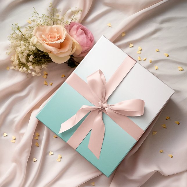 Papier Cadeau Blanc et dégradé de sarcelle (White and Teal Ombre Wrapping Paper)