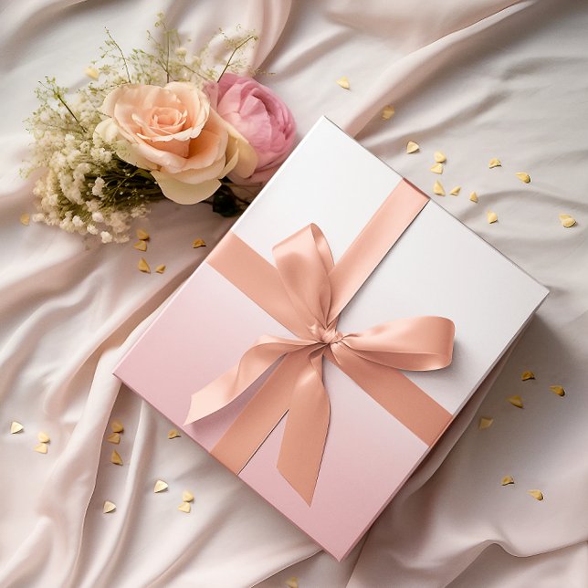 Papier Cadeau Blanc et ombré rose corail (White and Coral Pink Ombre Wrapping Paper)