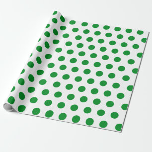 Papier Cadeau Blanc et vert clair Polka Point Noël
