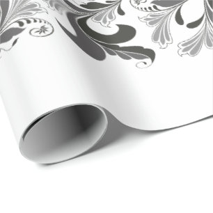 Papier Cadeau Blanc floral de noir de motif de victorian éléga
