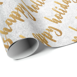 Papier Cadeau Blanc gris argenté de manuscrit d'or bonnes fête